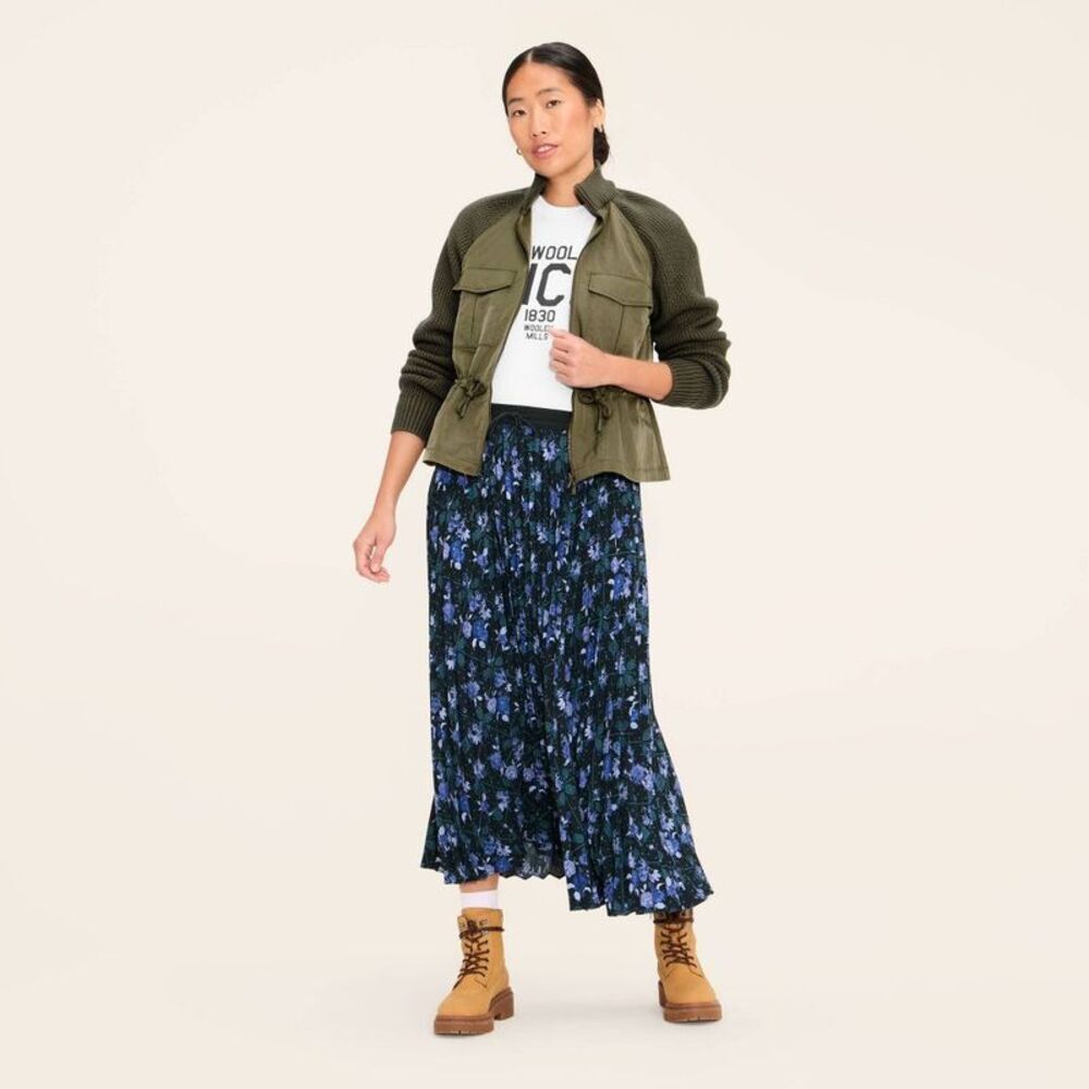 Women's Floral Midi A-Line Pleated Skirt - Woolrich Blue L